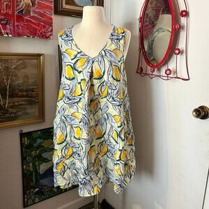 rachel zoe blue lemon pattern print dress